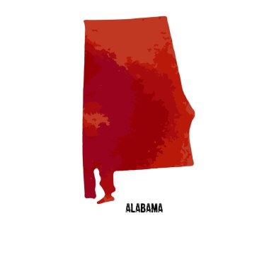 Alabama. Amerika Birleşik Devletleri. Vektör çizim. Sulu boya doku. 