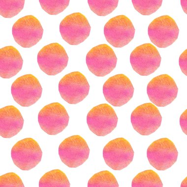 Elle çizilmiş suluboya raster seamless modeli. Parlak renkler beyaz izole noktalar aracılığıyla yapılan. Polka dot. Baskı, tekstil, ambalaj tasarım için uygun.