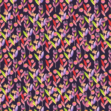 Suluboya seamless modeli el ile kesme kağıt trendy çiçek arka plan kumaş Tekstil, duvar kağıdı veya hediye kaydırma için formlar ve rakamlar, boyalı. Soyut kolaj