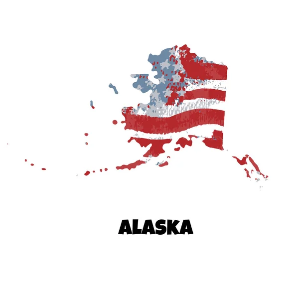 Estado Alasca Estados Unidos América Ilustração Vetorial Textura Aquarela Bandeira — Vetor de Stock