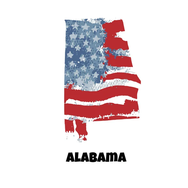 Staat Alabama Verenigde Staten Van Amerika Vectorillustratie Aquarel Textuur Van — Stockvector