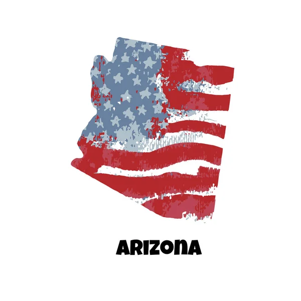 Stanu Arizona Stany Zjednoczone Ameryki Ilustracja Wektorowa Akwarela Tekstury Flagi — Wektor stockowy