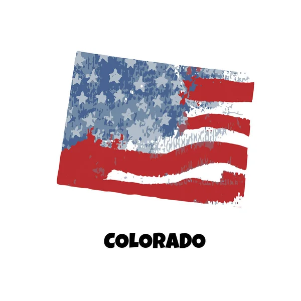 Estado Colorado Estados Unidos América Ilustração Vetorial Textura Aquarela Bandeira — Vetor de Stock
