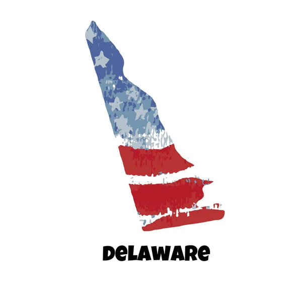 Delaware Eyalet Amerika Birleşik Devletleri Vektör Çizim Abd Bayrağı Suluboya — Stok Vektör