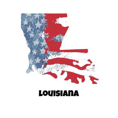 Louisiana Eyalet. Amerika Birleşik Devletleri. Vektör çizim. ABD bayrağı suluboya doku.