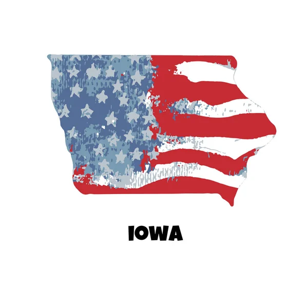 Estado Iowa Estados Unidos América Ilustração Vetorial Textura Aquarela Bandeira — Vetor de Stock