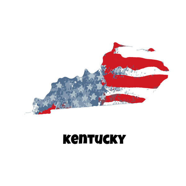 State of Kentucky. United States Of America. Vector illustration. Watercolor texture of USA flag.