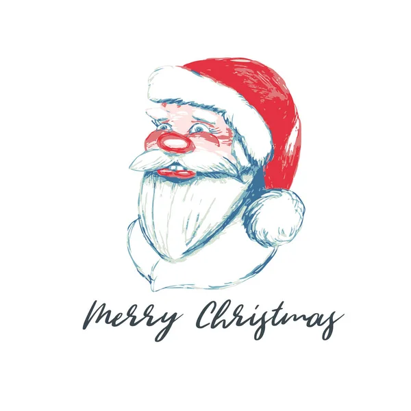 クリスマスのグリーティング カード 白い背景にサンタ クロースの肖像 — ストックベクタ