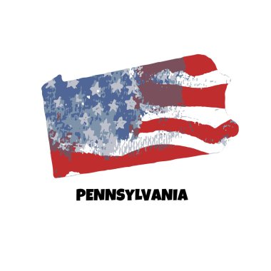Pennsylvania Eyalet. Amerika Birleşik Devletleri. Vektör çizim. ABD bayrağı suluboya doku.