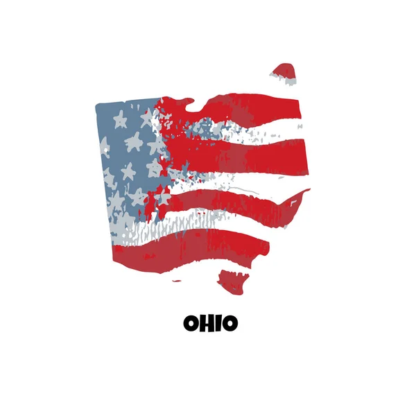 Штат Огайо Соединенные Штаты Америки Векторная Иллюстрация Акварельная Текстура Флага — стоковый вектор
