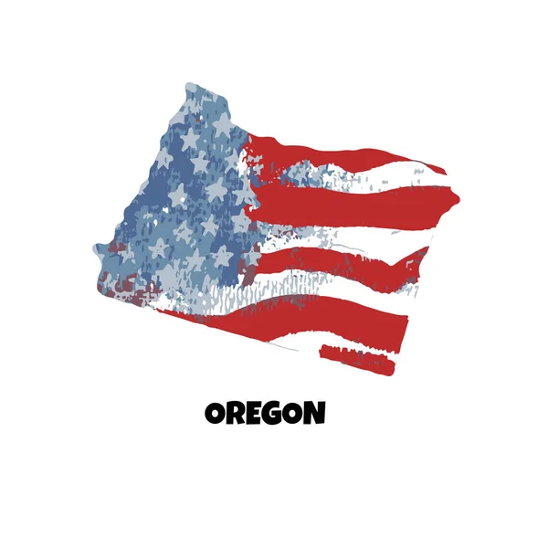 Estado Oregon Estados Unidos América Ilustração Vetorial Textura Aquarela Bandeira — Vetor de Stock