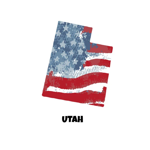 Stanu Utah Stany Zjednoczone Ameryki Ilustracja Wektorowa Akwarela Tekstury Flagi — Wektor stockowy