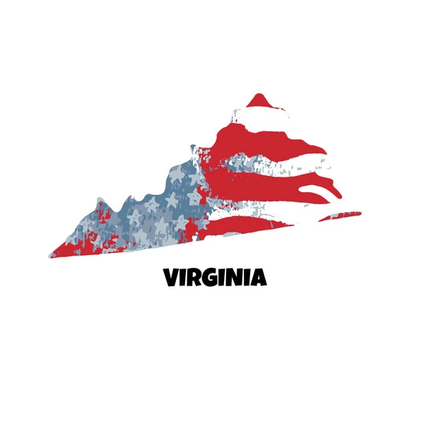 Virginia Eyalet Amerika Birleşik Devletleri Vektör Çizim Abd Bayrağı Suluboya — Stok Vektör