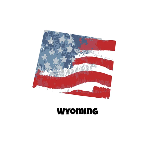 Státu Wyoming Spojené Státy Americké Vektorové Ilustrace Akvarelu Textura Vlajky — Stockový vektor