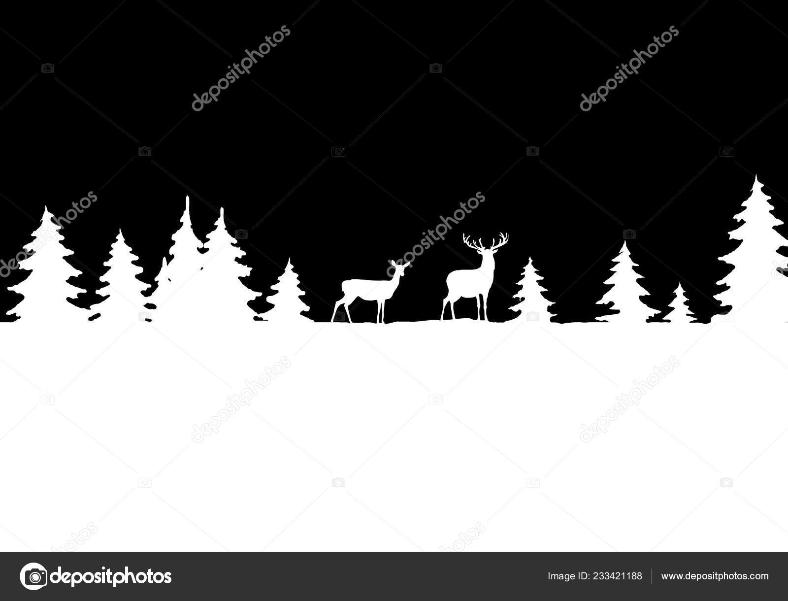雪に覆われた森の中のシカのシルエット 冬の風景 クリスマス グリーティング カード バナー ポスター イラストを使用することができます ストック写真 C Bobcat 04 Mail Ru