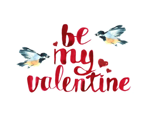 Happy Valentine Day Wenskaart Aquarel Illustratie Rode Harten Cupido Met — Stockfoto