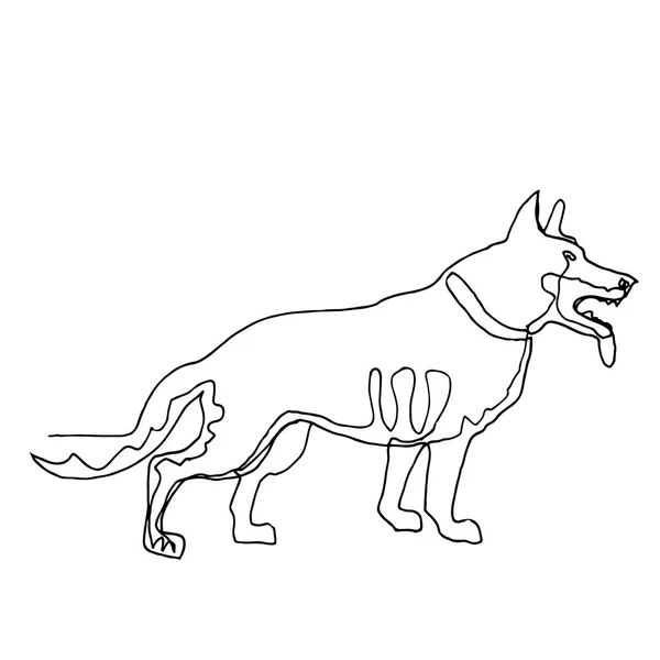 連続的に 1 ライン描画。犬。ミニマリズムのスタイル。ベクトル インクは、私 — ストックベクタ