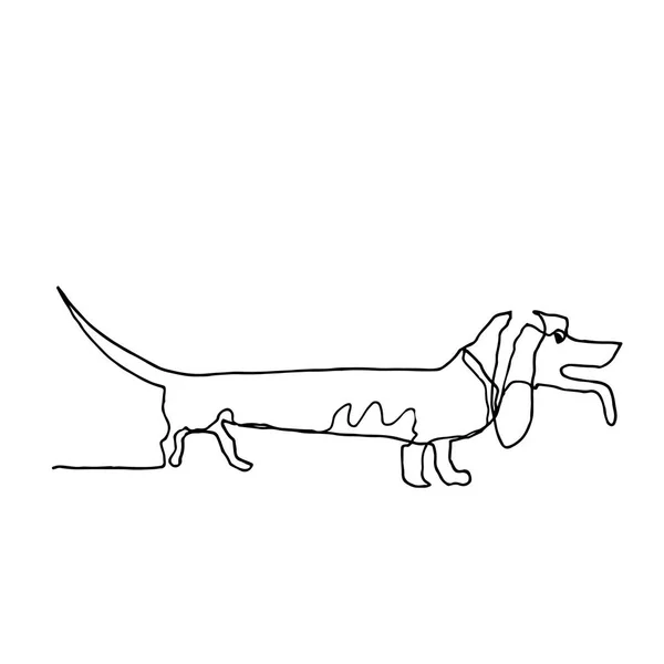 連続的に 1 ライン描画。犬。ミニマリズムのスタイル。ベクトル インクは、私 — ストックベクタ
