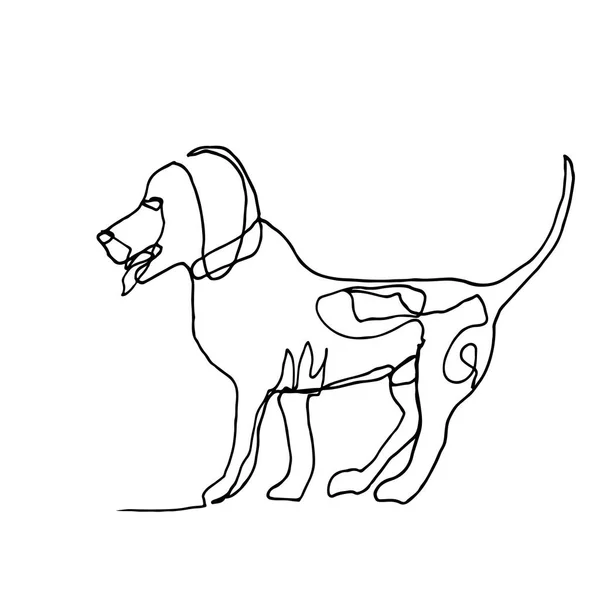 Desenho contínuo de uma linha. Cão. Estilo minimalista. Tinta vetorial i —  Vetores de Stock