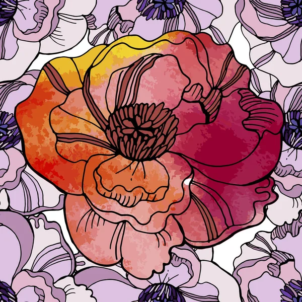 Aranyos virág kompozíció rózsák és Ranunculus. Finom Bo — Stock Vector
