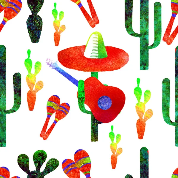 Cinco de Mayo bakgrund. Akvarell textur sömlöst mönster Wi — Stockfoto