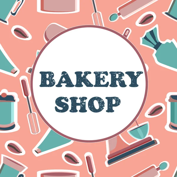 Banner for the bakery shop. Tools for pastry maker. Vector illus — Stock Vector