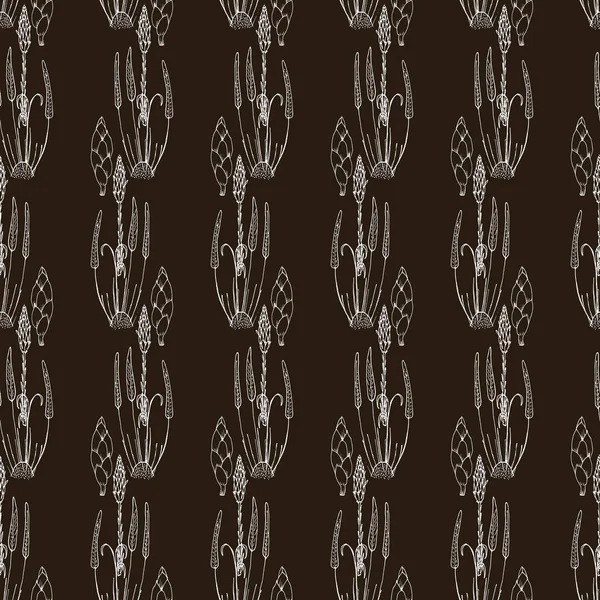 Botanical seamless pattern in vintage style. Various leaves of f — Stock Illustration Botanical seamless pattern in vintage style. Various leaves of f Stock Illustration