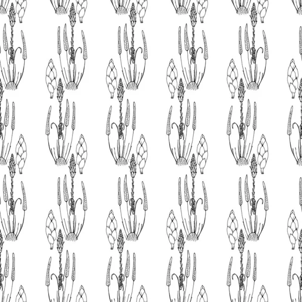 Botanical seamless pattern in vintage style. Various leaves of f — Stock Illustration Botanical seamless pattern in vintage style. Various leaves of f Royalty Free Stock Vectors