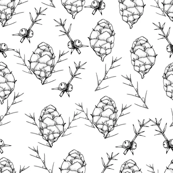 Botanical seamless pattern in vintage style. Various leaves of f — Stock Illustration Botanical seamless pattern in vintage style. Various leaves of f Royalty Free Stock Illustrations
