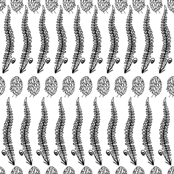 Botanical seamless pattern in vintage style. Various leaves of f — Stock Illustration Botanical seamless pattern in vintage style. Various leaves of f Royalty Free Stock Vectors