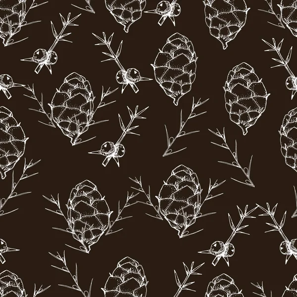 Botanical seamless pattern in vintage style. Various leaves of f — Stock Illustration Botanical seamless pattern in vintage style. Various leaves of f Stock Illustration