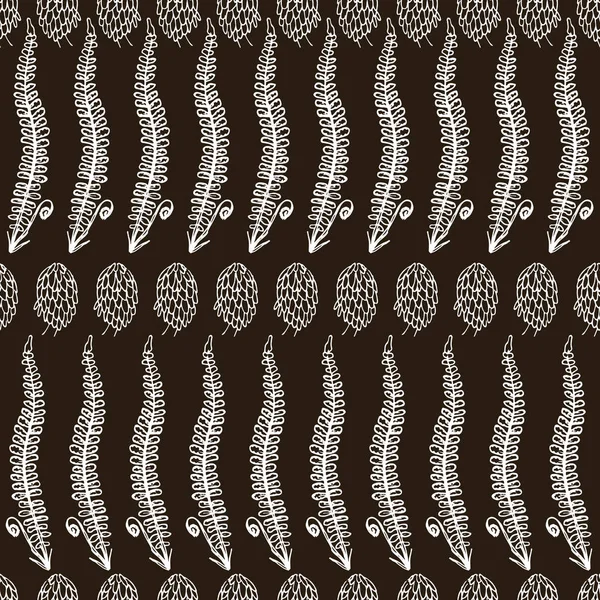 Botanical seamless pattern in vintage style. Various leaves of f — Stock Illustration Botanical seamless pattern in vintage style. Various leaves of f Vector Graphics