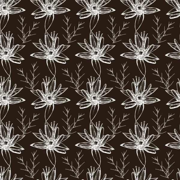 Botanical seamless pattern in vintage style. Various leaves of f — Stock Illustration Botanical seamless pattern in vintage style. Various leaves of f Royalty Free Stock Vectors