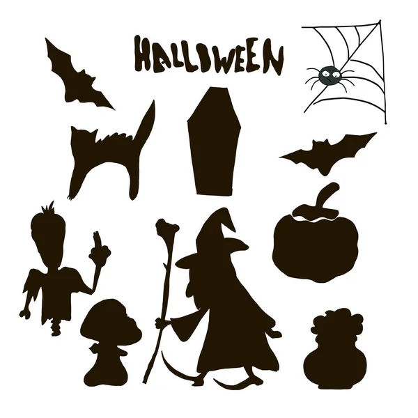 Halloween personagem silhueta preta definido para celebração e Hal — Vetor de Stock