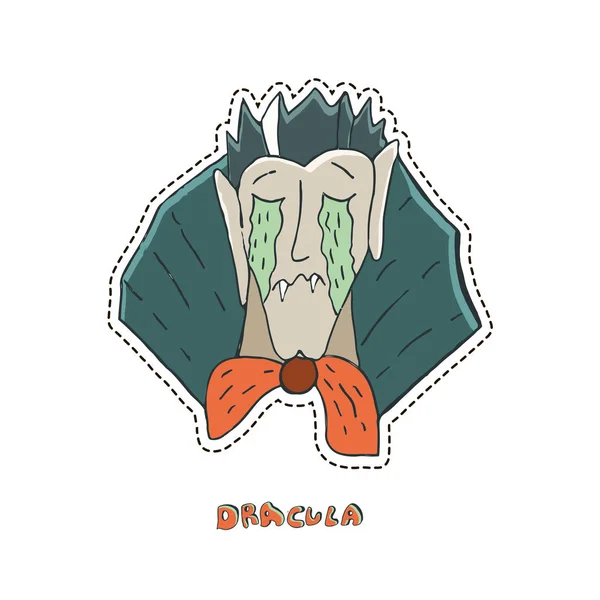 Vampiro llorón Drácula. Lindo personaje de Halloween pegatina. Vector — Vector de stock