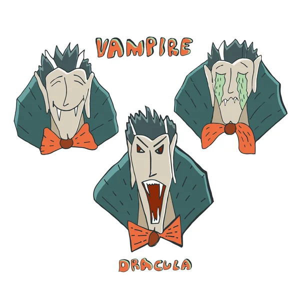 Wampir Dracula. Śliczne Halloween znaków. Wektor ilustratio — Wektor stockowy