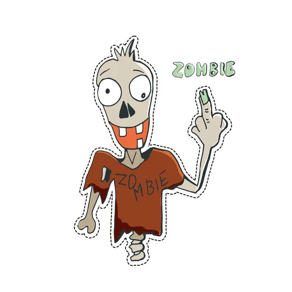 Lindo personaje de Halloween pegatina. Ilustración vectorial de zombies . — Vector de stock