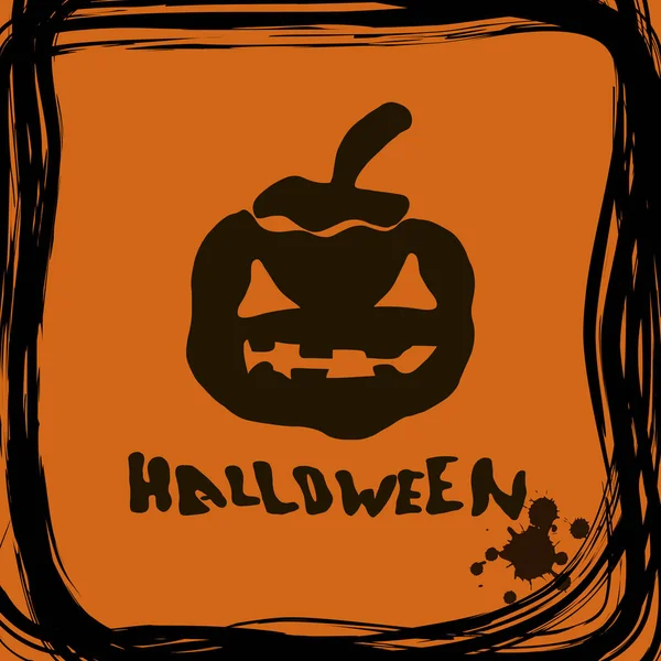 Stylová grafická grunge vektor Halloween karta s černou silhou — Stockový vektor
