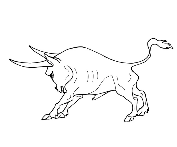 矢量手绘了公牛的图解 中国历法上2021年的符号 黑白线条艺术图解 — 图库矢量图片