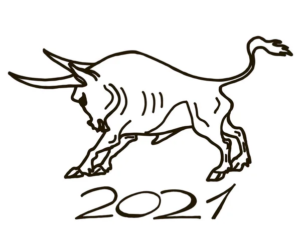 Vector Hand Drawn Illustration Symbol 2021 Chinese Calendar Royalty Free Stock Vectors