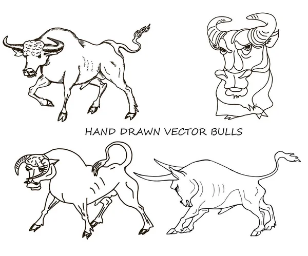 Illustrazione Disegnata Mano Vettoriale Toro Simbolo Del 2021 Sul Calendario — Vettoriale Stock