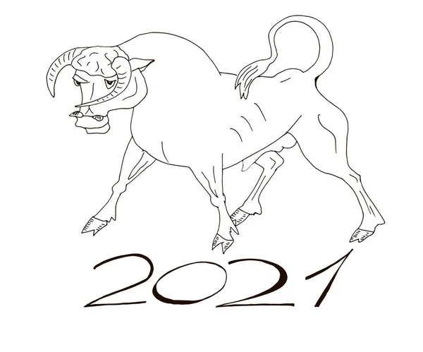 Vector Hand Drawn Illustration Symbol 2021 Chinese Calendar Royalty Free Stock Illustrations