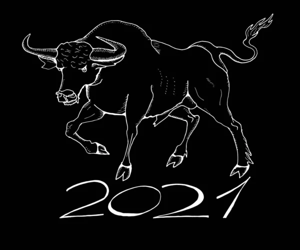 Vector Hand Drawn Illustration Symbol 2021 Chinese Calendar Stock Illustration