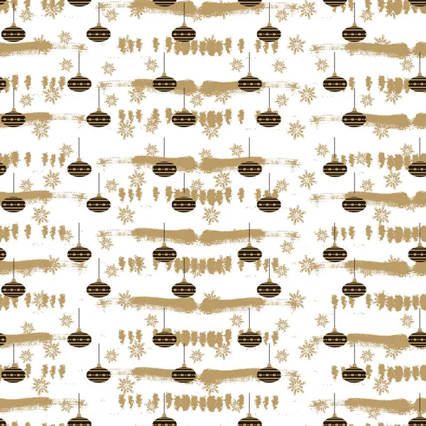 Vector Weihnachten Stilvollen Hintergrund Goldtönen Nahtloses Muster Mit Goldenen Und — Stockvektor