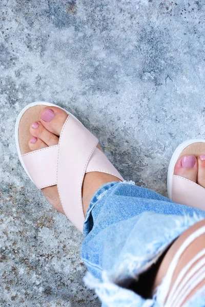 New Fashion Sandals Female Foot Fashion Style — Stock Photo, Image