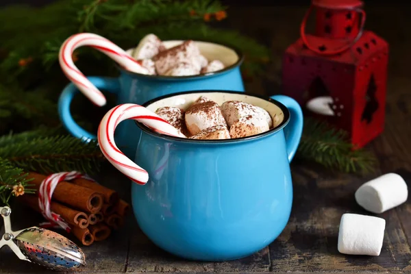 Heiße Schokolade Ist Ein Traditionelles Wintergetränk Weihnachtlicher Hintergrund — Stockfoto