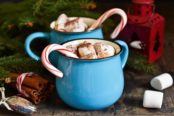 Hot Chocolate Traditional Winter Drink Christmas Background — Stock Photo, Image