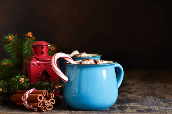 Горячий Шоколад Традиционный Зимний Напиток Рождественский Фон — стоковое фото