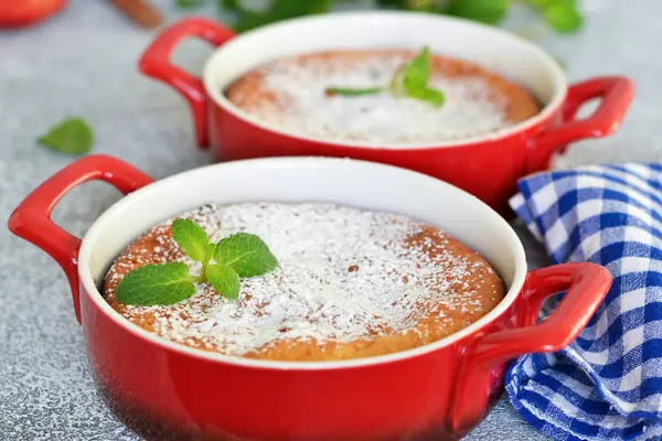 Casseruola Vaniglia Fatta Casa Con Ricotta Uvetta Budino Alla Vaniglia — Foto Stock