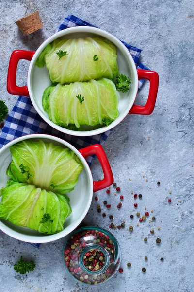 Савойские Капустные Рулеты Мясом Рисом Веганские Капустные Рулеты — стоковое фото